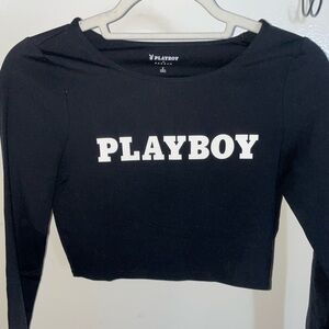Playboy PacSun black long sleeve crop top
